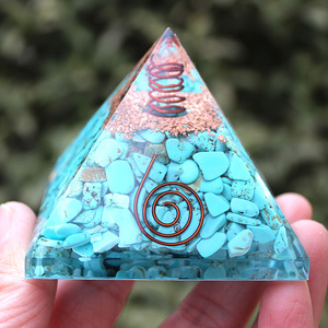 Kogiya Crystal Chip Pyramid <b>Resin</b> Epoxy Copper Wire Decorative Desktop Ornament For Home Gift - Product Image 4