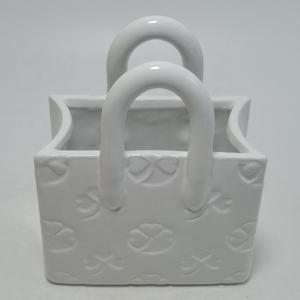 Vase à fleurs en céramique blanche style nordique, émaillé, en forme de sac à main, écologique, prix usine, pour décoration intérieure et festivals - Vente chaude - Product Image 1