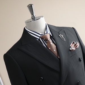 <span class=keywords><strong>Abito</strong></span> da Uomo a Righe <span class=keywords><strong>Blu</strong></span> Navy <span class=keywords><strong>Doppiopetto</strong></span> in Due Pezzi per Ufficio, Riunioni Professionali, Cerimonie di Laurea, Banchetti, Lavoro ed Eventi Sociali - Product Image 5