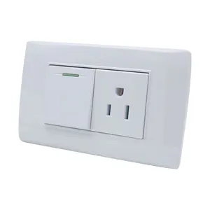 Wholesale sockets white household appliances Power control 1way switch 3Pin US wall socket