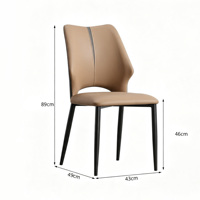 Chaise de salle à manger moderne en cuir à motif griffe de chat, dossier ajouré, pieds en acier carbone, chaise d'appoint pour salle à manger, cuisine, café, maison