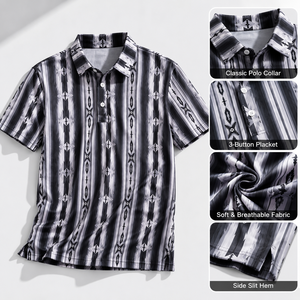 Camisa Polo de Golf Premium Personalizada para Hombre, Diseño Azteca con Rayas, Ropa de Resort de Alto Rendimiento, Marca Privada OEM - Product Image 3