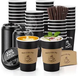 Logo Printing Eco-friendly Paper Double Wall Cups For Cold Hot Drinks