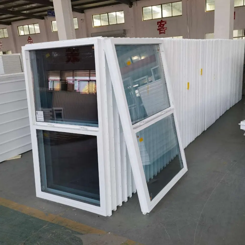 HOTIAN Custom Low Price UPVC Single-Hung Windows Double Clear Tempered Glass