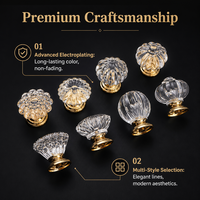 Poignées de meuble modernes en diamant à trou unique, boutons de tiroir en résine cristalline, quincaillerie de placard