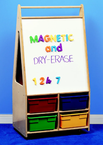 <span class=keywords><strong>Chevalet</strong></span> magnétique en <span class=keywords><strong>bois</strong></span> moderne avec tableau blanc double face, rangement sécurisé <span class=keywords><strong>pour</strong></span> les fournitures artistiques des bébés et des enfants - Product Image 4