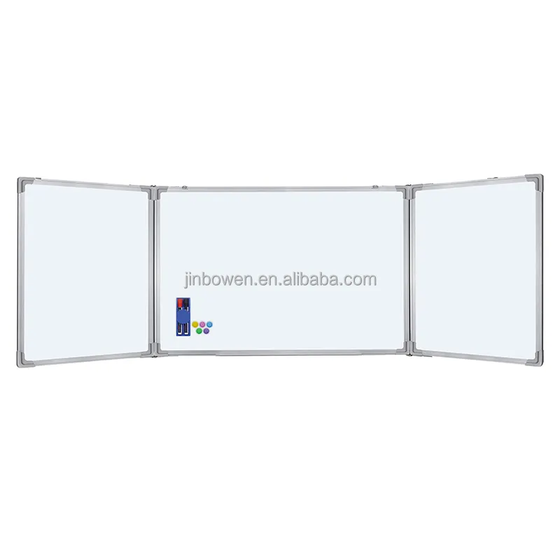 Blitkw — tableau de présentation magnétique pliable à 3 plis, cadre mural en aluminium, tableau blanc pliable à trois éléments pour l'enseignement en salle de classe d'école