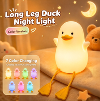 Lampu Malam Silikon Bentuk Bebek Lucu Kontrol Sentuh Pengubah Warna Pengatur Waktu Mati Otomatis Pengisian Daya USB Lampu Kamar Tidur Portabel