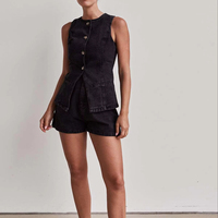 Mode nouvelle taille taille haute lâche Denim Shorts genou longueur jean gilet haut et short deux pièces Denim ensembles