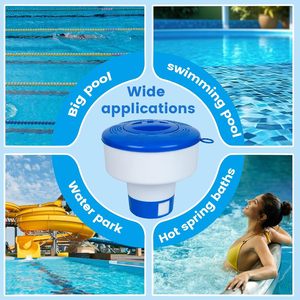 Distributeur de chlore flottant avec 4 orifices de débit réglables pour le traitement de l'eau des piscines, spas, bains à remous et fontaines (1 pouce) - Product Image 2
