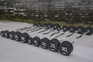 Set de Barras de Gimnasio Personalizadas de PU, <span class=keywords><strong>Barra</strong></span> <span class=keywords><strong>Fija</strong></span> Redonda de Goma Negra, <span class=keywords><strong>Barra</strong></span> de Acero con Peso, <span class=keywords><strong>Barra</strong></span> Recta <span class=keywords><strong>para</strong></span> Curl - Product Image 5