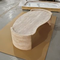 Table basse personnalisée en marbre travertin beige pierre naturelle pour l'extérieur