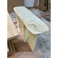 Table console moderne minimaliste en onyx vert, finition polie, table rectangulaire pour meubles de couloir, espace de villa
