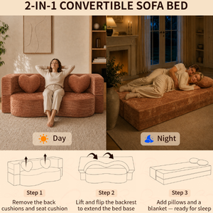 Sofá Cama Moderno Curvo de Dos Plazas, Tapizado en Tela Comprimida al Vacío, para Sala de Estar - Product Image 3