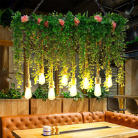 Lampe Inspirée de la Nature Décoration d'intérieur Restaurant Mariage corde de chanvre rétro style industriel plante Led Lustre Suspension