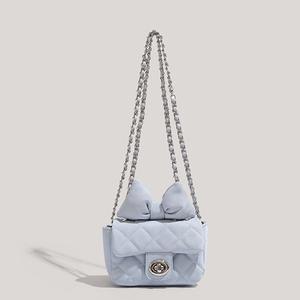 Low MOQ Summer Women Fashion Handbag Bow Ballet Design Diamond Lattice Rhinestone Chain Crossbody <b>Purse</b> - Product Image 4