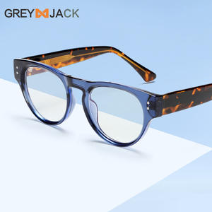 Lunettes de vue Greyjack rétro à monture ronde bloquant la lumière bleue, unisexe, monture complète, verres en acrylique, protection anti-lumière bleue - Product Image 4