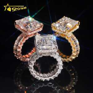 Diseño <span class=keywords><strong>de</strong></span> lujo Banda completa 25.6ct Radiant Moissanite Pass Diamond Test Sparking 925 Sterling Silver Chapado en oro Juego <span class=keywords><strong>de</strong></span> anillos <span class=keywords><strong>de</strong></span> boda - Product Image 1