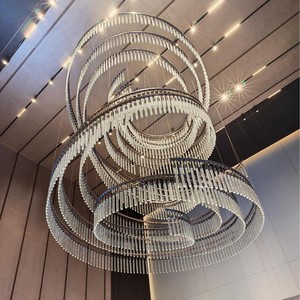 Lámpara de Araña de Lujo de Cristal y Acrílico con LED, Diseño Moderno Personalizado, Decoración Interior para Vestíbulo de Hotel, Villa, Escalera, Salón de Banquetes - Product Image 5