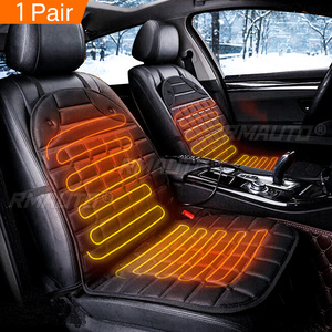 Lot de 2 housses de siège de voiture chauffantes électriques rapides et réglables, noires/grises/bleues/rouges, coussins d'hiver pour voiture - Product Image 2