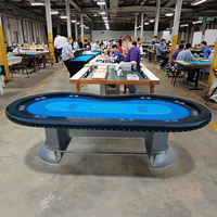 QINLONG luxe Texas Poker Table en acier inoxydable LED électronique Baccarat Mahjong personnalisable Casino fournitures de jeu