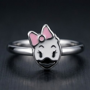 925 Sterling Silver Cartoon Duck Enamel <b>Ring</b> Cute Pink Bow Animal Face Open <b>Ring</b> Adjustable Fashion Jewelry Gift <b>for</b> Women <b>Girls</b> - Product Image 3