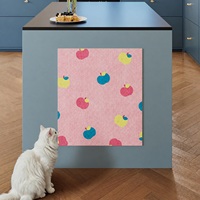 Tapis à gratter pour chat en feutre bleu ciel motif kaki, extra-épais, durable, écologique, avec support adhésif pour canapé et meubles