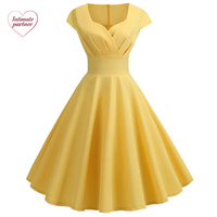 Robe d'été pour femmes, couleur unie, rétro vintage, années 50, années 60, décontractée, pour les fêtes, le bureau, robe rockabilly, grandes tailles, vestidos