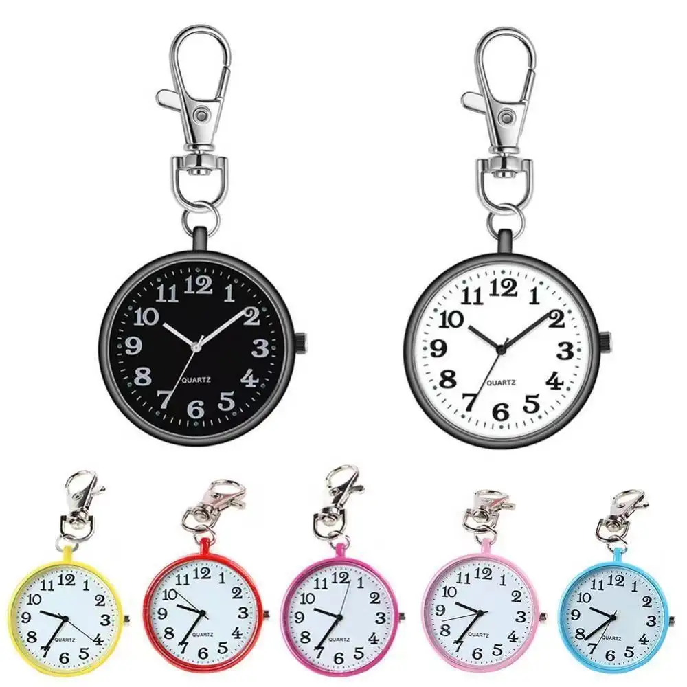 2024 Fashion Unisex Pocket Watch Nurse Watch Classic Round Dial Quartz Analog Alloy Nurse Medical Keychain Pocket Watch