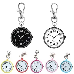Reloj de bolsillo Unisex de moda 2024, reloj de enfermera, esfera redonda clásica, reloj de bolsillo con llavero médico de enfermera de aleación analógica de cuarzo