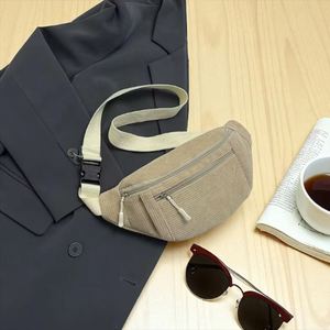 Custom Unisex Zipper Waist Bag Corduroy Belt Crossbody Purse Casual Stylish Portable Travel Daily Use Chest Bum Bag Solid Color - Product Image 4