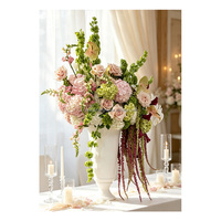 Modegroene bruiloftstafel rozenboeket centerpieces roze groene bloemenbal arrangement zijde voor bruiloft evenement tafeldecoratie