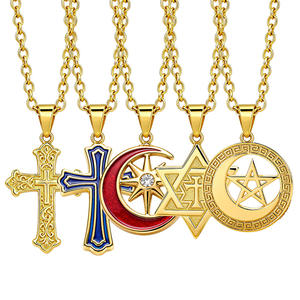 Fabrik preis Religiöse Halskette Benutzer definiertes Kreuz Pentagramm Stern Astrologie Anhänger Charme Kirche Souvenir Geschenke Verein Promos - Product Image 1