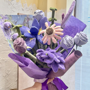 Ramos de Flores de Peluche Hechos a Mano al por Mayor - Regalos de Flores Moradas Suaves para el Día de la Madre y Decoración de Escritorio para Graduación - Product Image 5