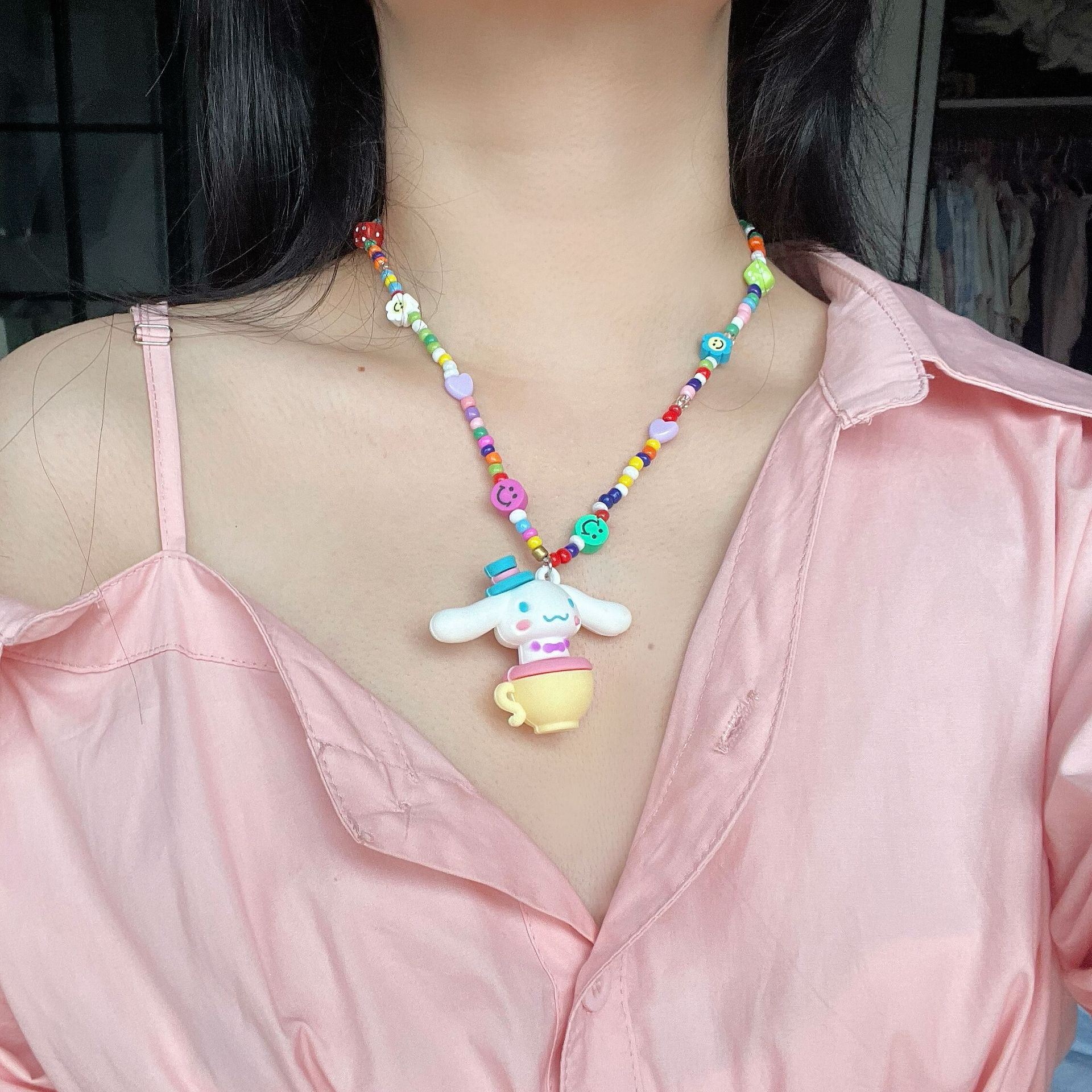 Cinnamon Dog Rice Bead Necklace