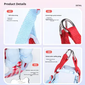 Neue Hunde leine mit Polyester faser füllung mit Fliege muster und geknöpftem Hunde halsband im koreanischen Stil, geeignet für kleine Hunde - Product Image 4