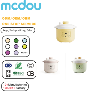 Petit appareil de cuisine mcdou, produits pour bébés, cuiseur lent avec couvercle et revêtement intérieur en céramique, corps en PP, cuiseur à riz - Product Image 1