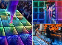 Éclairage de scène RVB 50X50X7CM Tunnel 3D Miroir Sans Fil Infinity LED Piste de Danse DJ Lumières De Levage Avec Contrôleur DMX