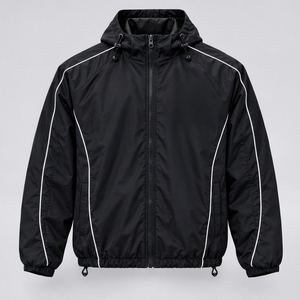 Chaqueta Acolchada Negra para Hombre, Cortavientos, Transpirable, con Cierre de Cremallera, Material de Poliéster/Nailon, Estilo Deportivo Casual de Invierno, Corte Regular - Product Image 1