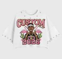T-shirt en coton tricoté vintage délavé à l'acide pour homme, 300 g/m², logo personnalisé, coupe oversize, streetwear, graphisme vieilli avec strass