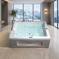 Baignoire SPA autoportante en acrylique de 1,9 m pour 2 personnes, 39 jets pour un confort ultime, rideau d'eau, baignoire à remous profonde