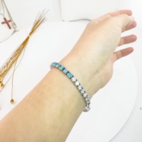 Fashion 3mm gelang rantai tenis semanggi hitam 925 gelang tenis emas mawar putih logo wanita Aaa Cz gelang tenis perak berlapis tembaga