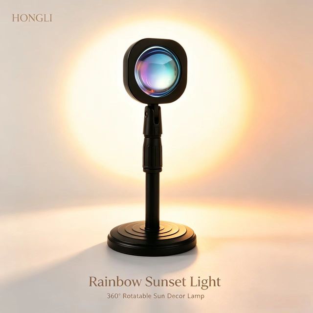 Simple LED RGB Sunset Projection Lamp USB High-Definition Modern Design ABS Material Camera Shooting Live Streaming 50000 Hours