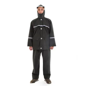成人户外工作防水聚氯乙烯针织面料雨衣重型分体雨衣套装配裤子