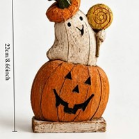 Nouvelle arrivée : figurine en bois de citrouille fantôme, artisanat, décoration d'Halloween, décoration de la maison