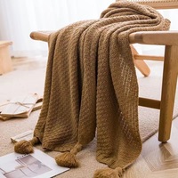 Nordic Wind Quaste Dekor Luxus einfarbige Blumen Strick decke für den Außenbereich Gewebtes Büro Nap Light Sofa bezug Bett gefaltet