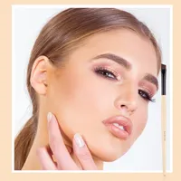 Pinceau à sourcils en poils synthétiques avec manche en bois, outil de maquillage professionnel confortable pour poudre à sourcils, vente en gros