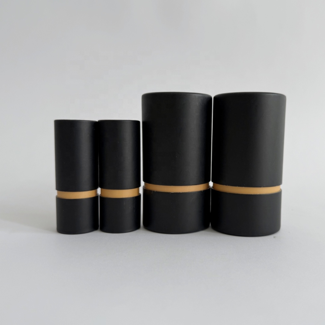 100% Biodegradable Wholesale Paper Tube for Bottle with Eva Cylinder Paper Package Perfume Container with Gap Matte Black Box