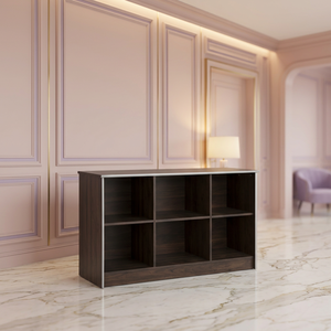 Étagère murale/plancher en bois de grande taille en laiton AK de couleur noyer avec 6 étagères meubles faits à la main pour la décoration intérieure de la maison - Product Image 2