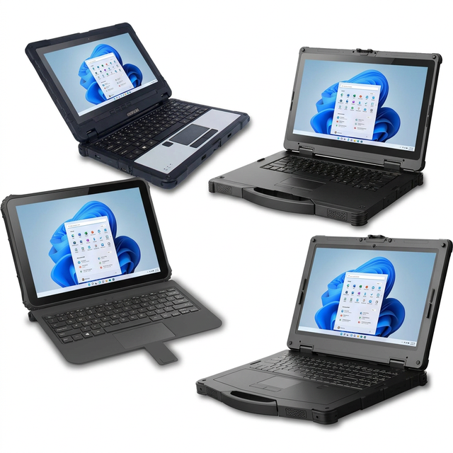 Fully Rugged Laptop 14/15.6 Inch Windows PC AlderLake I5/i7 M.2 PCle SSD Dual Battery 1000nits IP65 MIL-STD-810H for Field Works